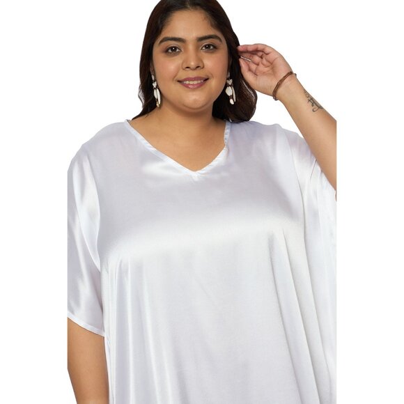 Gypsie Blu Plus Size Satin Maxi Dress Stylish Kaftan Dresses Kimono Sleeve Gown - Picture 5 of 6